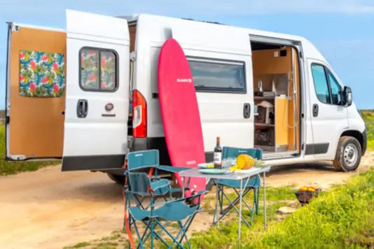 Campervan rental in Portugal with fully equipped mini campervan near the beach