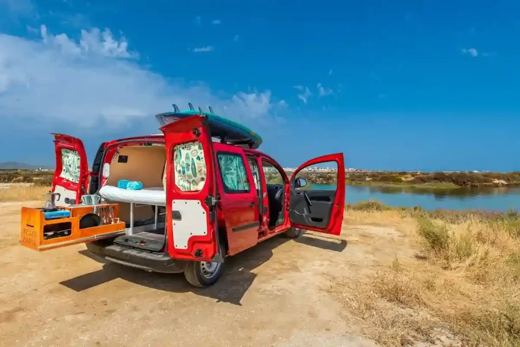 Mini campervan rental Lisbon with bed and outdoor kitchen